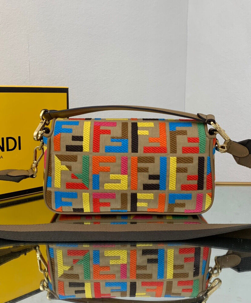 Fendi Baguette Multicolor FF Canvas Bag 8BR600 Polychrome